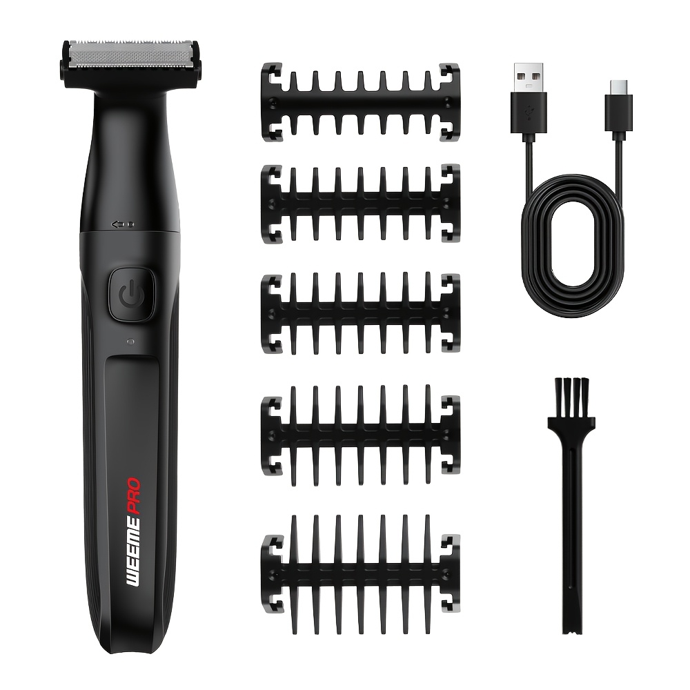 Weeme 3-in-1 Men's Body Groomer - Electric Shaver For Groin, Chest, Back & Body Hair, With Nose& Eyebrow Trimmer Attachments Forpainless Wet/dry Use