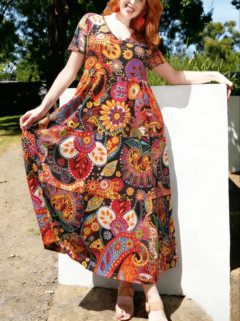 plus size maxi holiday dresses Ovbmpzd Vacation Dresses for Women Black Plus Size Maxi Dress Short Sleeve Long Dresses Holiday Dresses for Women XL, Women's