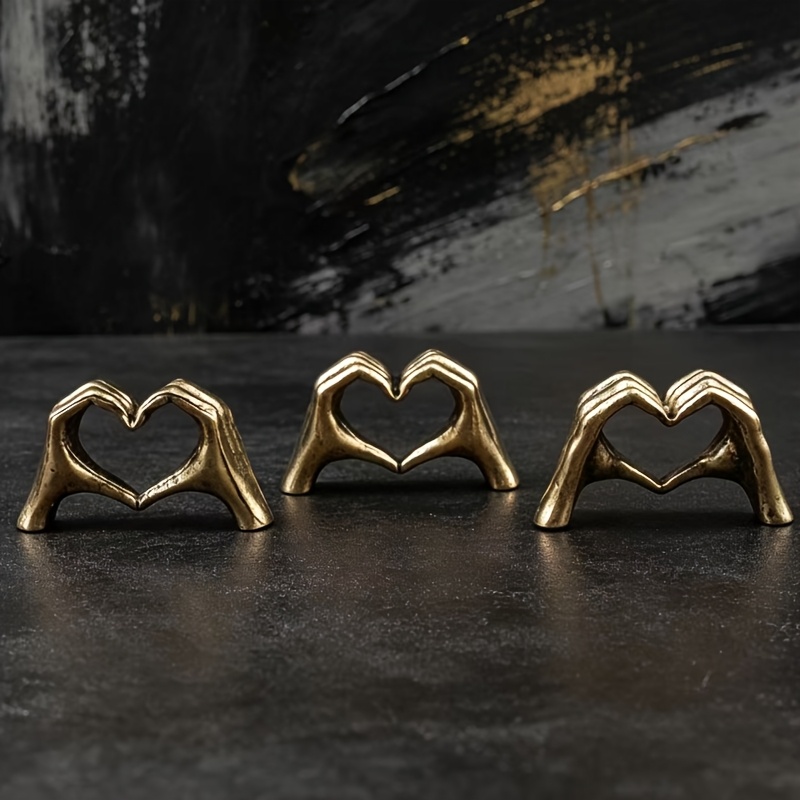 TEMU 3pcs Set/collectible Miniature Figurines/heart Hand/hand Gesture Model Ornament/handcrafted Miniature Ornament