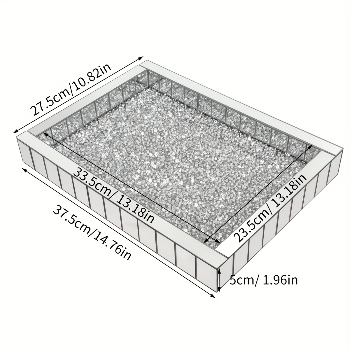 Image of 30cm Round Decorative Rhinestone Tray Luxury Silvery Mirrored Perfume Tray Bathroom Vanity Tray Bedroom Jewelry Organizer Tray (non-food Contact)