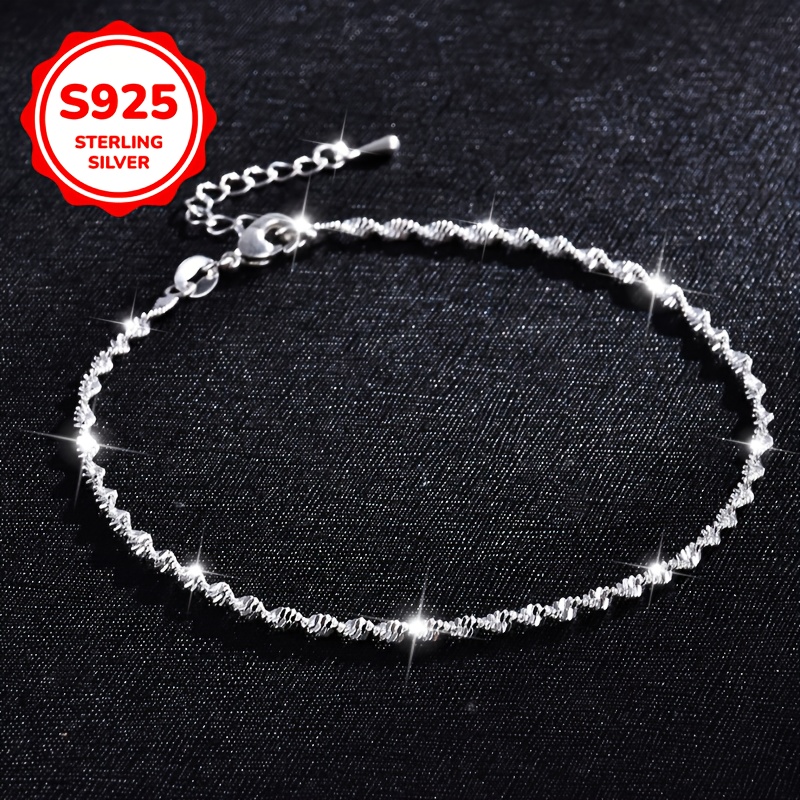 925 Silver Hypoallergenic Water Wave Anklet for Women
