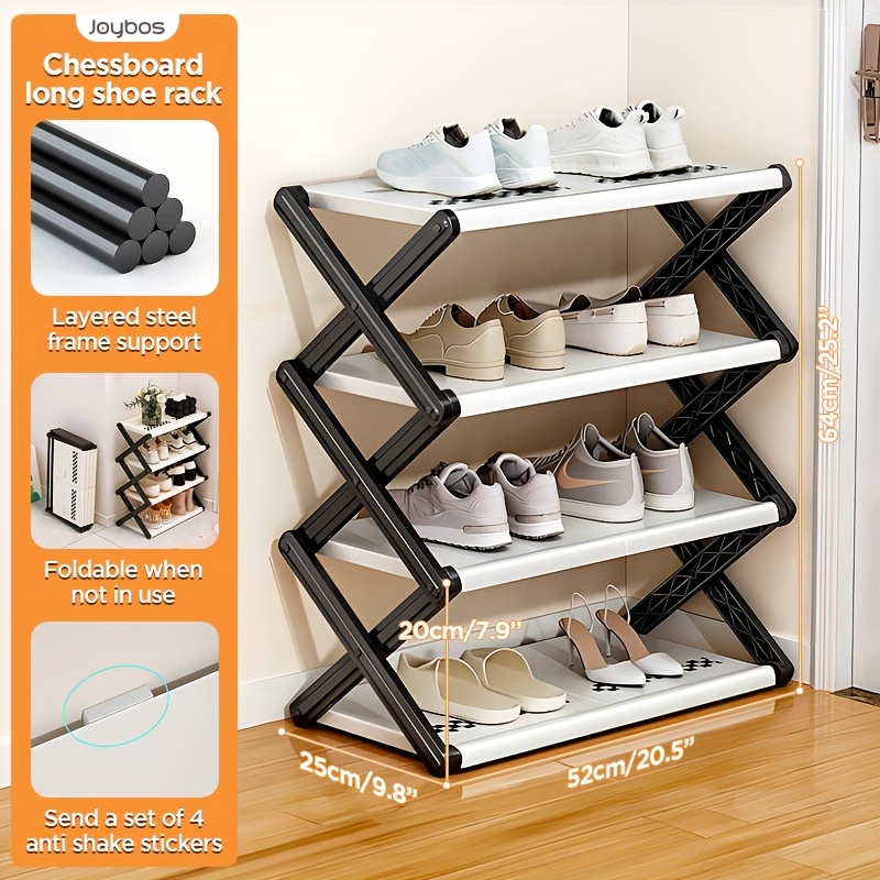 TEMU Small Entryway Shoe Rack - 3-tier/4-tier Foldable Shoe Organizer, No Tools Required, Sturdy Storage Rack For Closet, Front Door, Living Room -