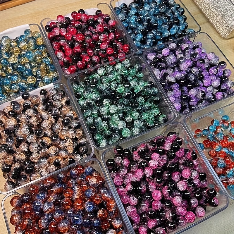 

Crackled Glass Beads For Jewelry Making - 10mm Round Crystal Beads Assortment 50/100/200pcs, Handpicked For Diy Bracelets, Necklaces, Earrings - Glass Crafting Beads, No Power Needed