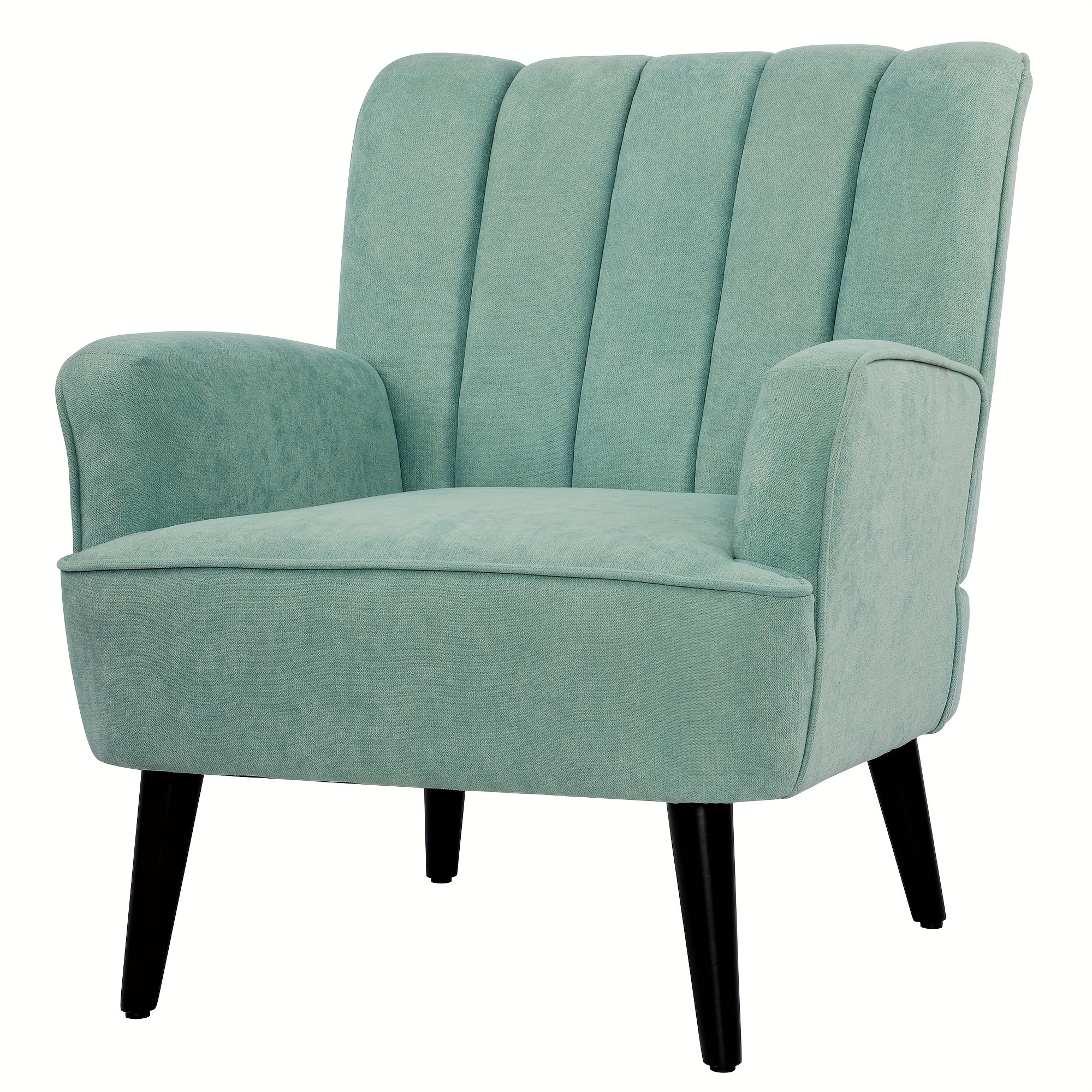 

Modern Accent Chair, Upholstered Fabric Armchair, Living Room Chair, Single Sofa Chair With Wood Legs, Green