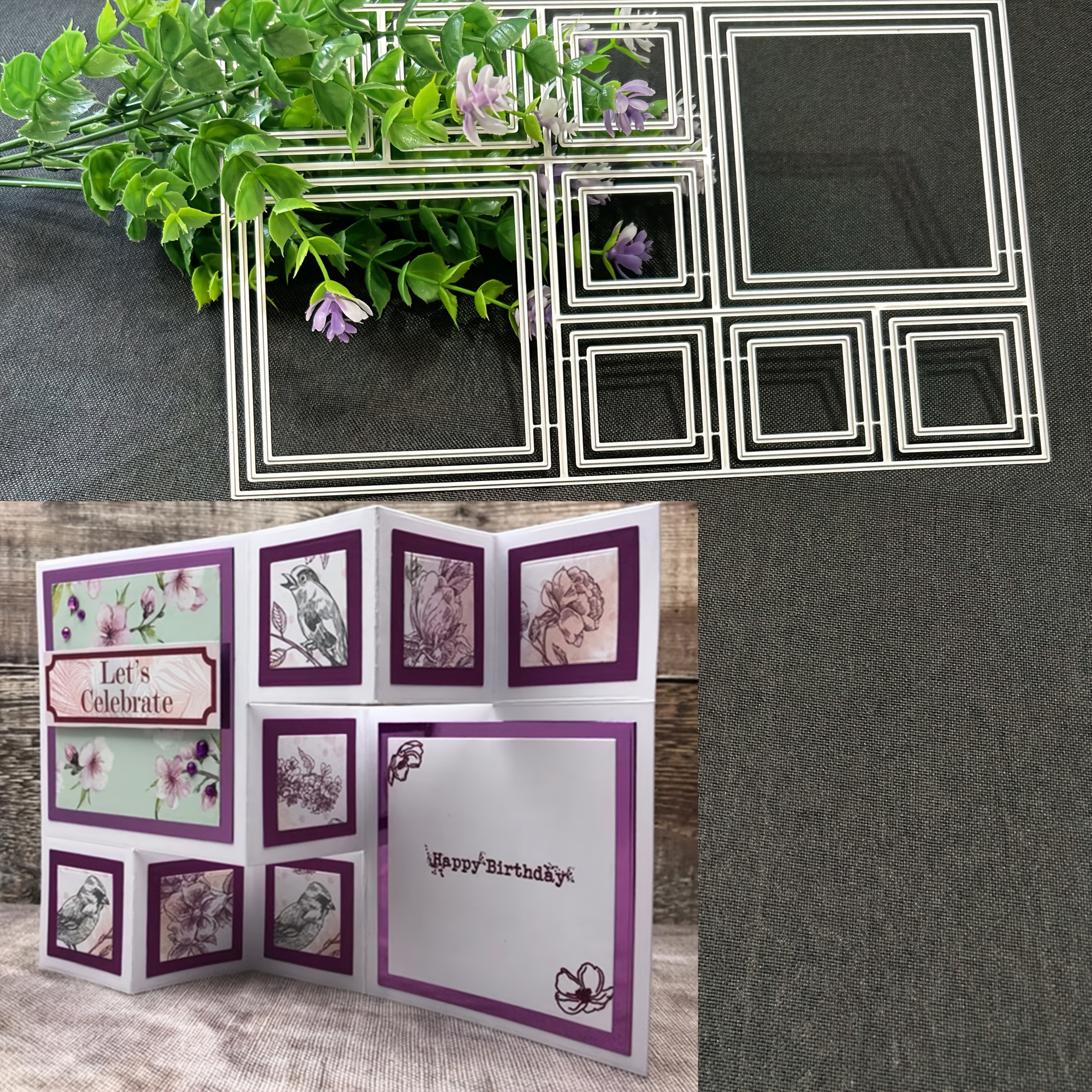 TEMU 1pc Diy Photo Album Metal Cutting Dies, Diy Scrapbooking Decoration Embossing Die Cuts, Greeting Card Making Stencil, Suitable For Album Card