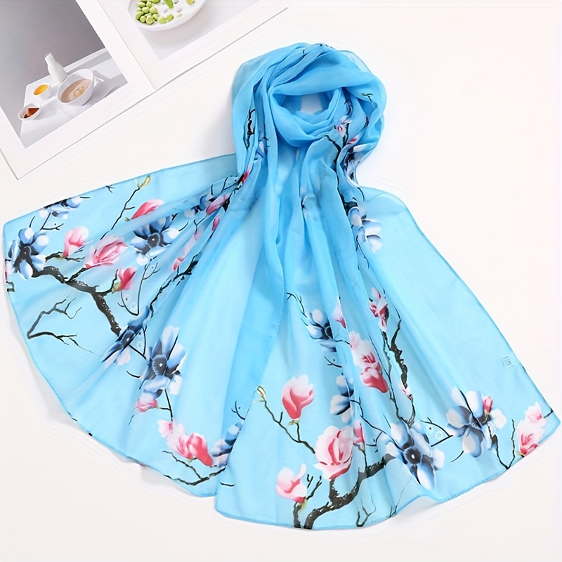 Image of A Lightweight Floral Print Scarf, A Gentle And Breathable Shawl, And A Travel-friendly Windproof And Sunshade Scarf