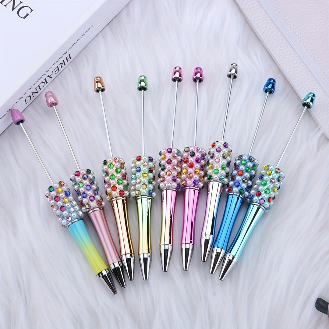 

2/5/10 Pcs Elegant Alloy Ballpoint Pens With Beaded Design, Ideal For Making, Crafts & Stationery