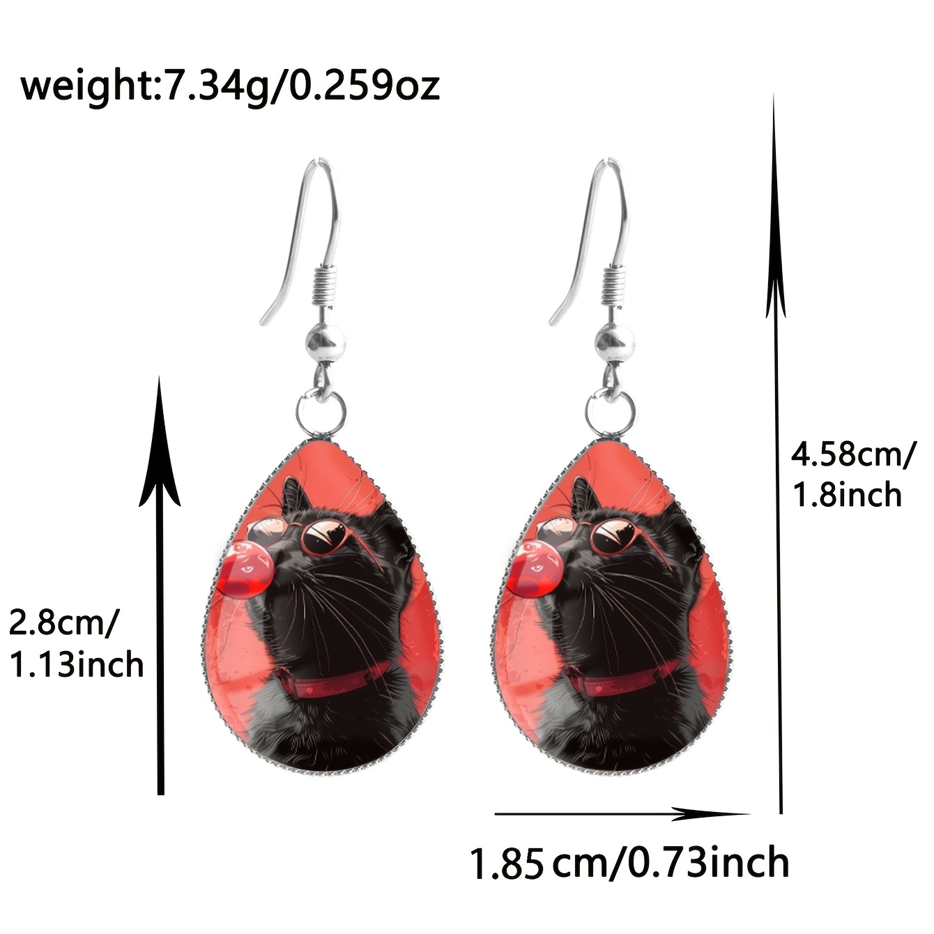 Cartoon Black Cat Blowing Bubbles Pattern Earrings