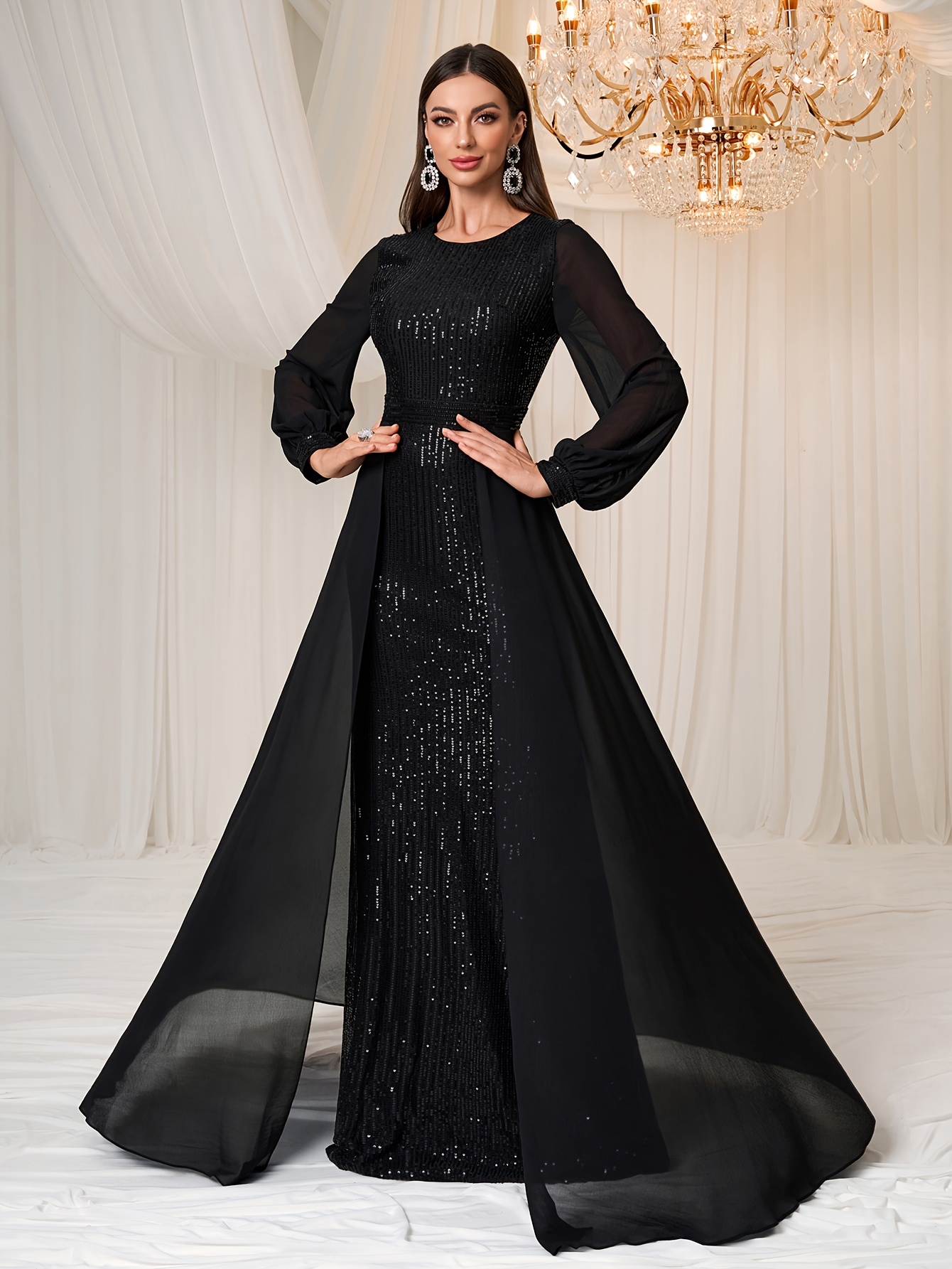 formal banquet dress High Low Scoop Neck Asymmetrical Wedding Guest Dress