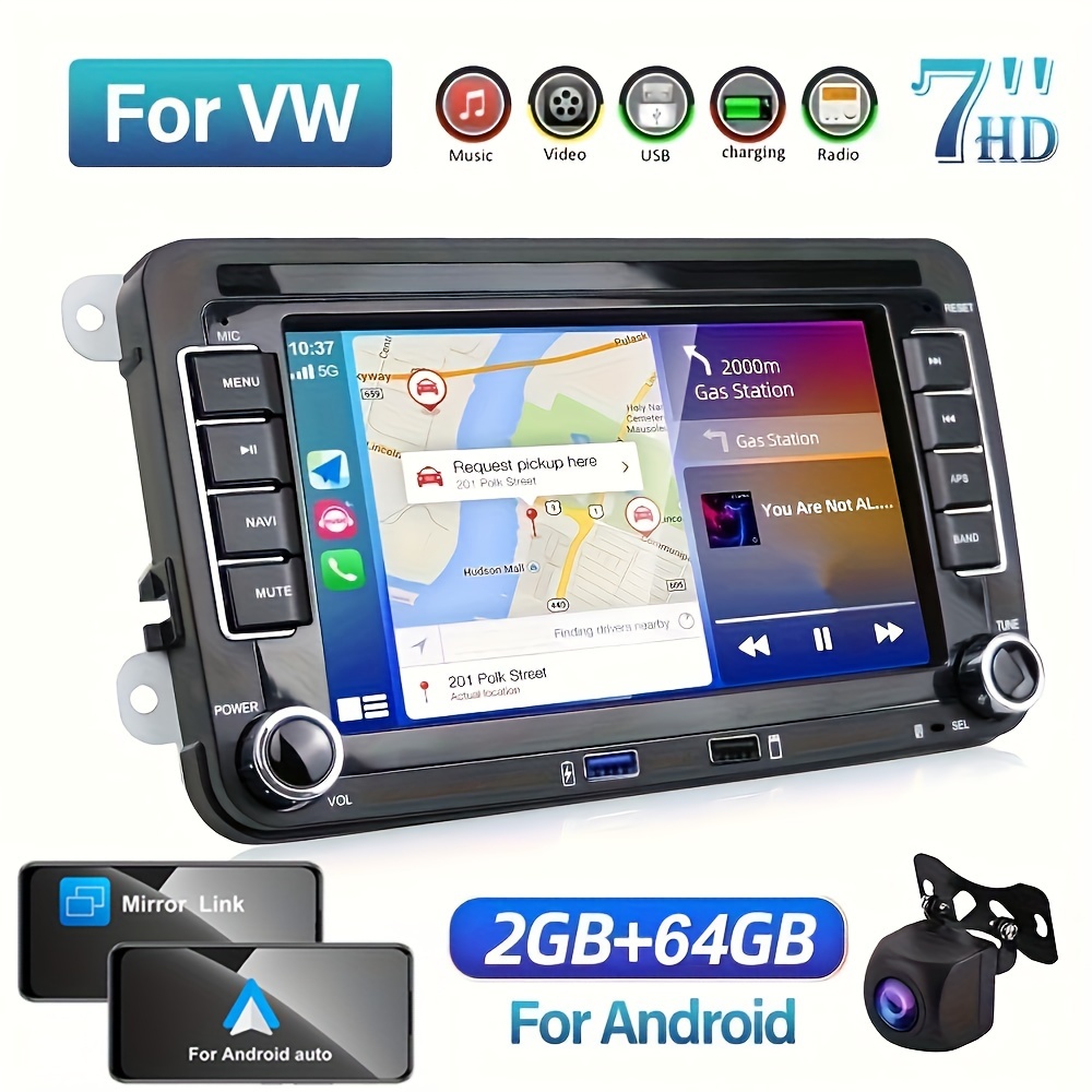 2 Din Android Carplay Gps Car Stereo Radio Hd Touch Screen - Temu