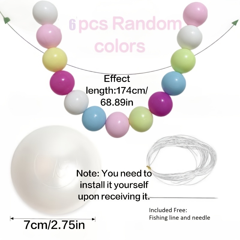 TEMU 6pcs Set Of Warm Romantic Wedding Party Decorations - Romantic Macaron Colored Decorative Balls, Diameter 7cm/2.75in, Suitable For Weddings,