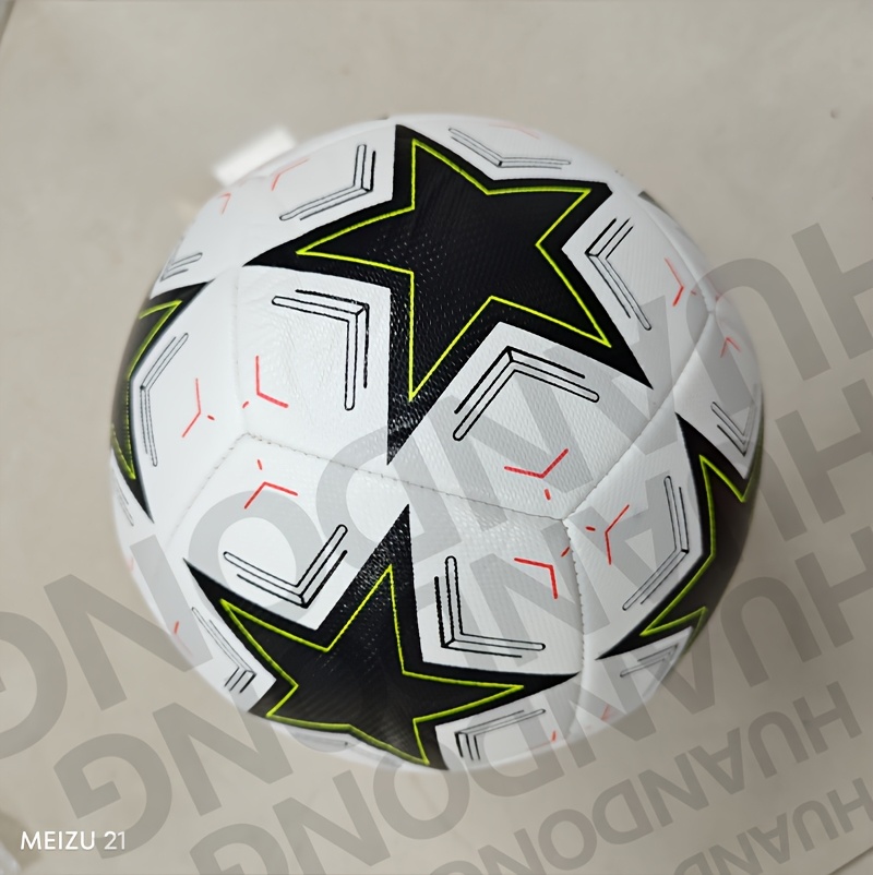 1 Standaard Formaat 5 Machine Gestikte Voetbal | PU Materiaal, Sport Liga Buitenwedstrijd Voetbal Training Bal