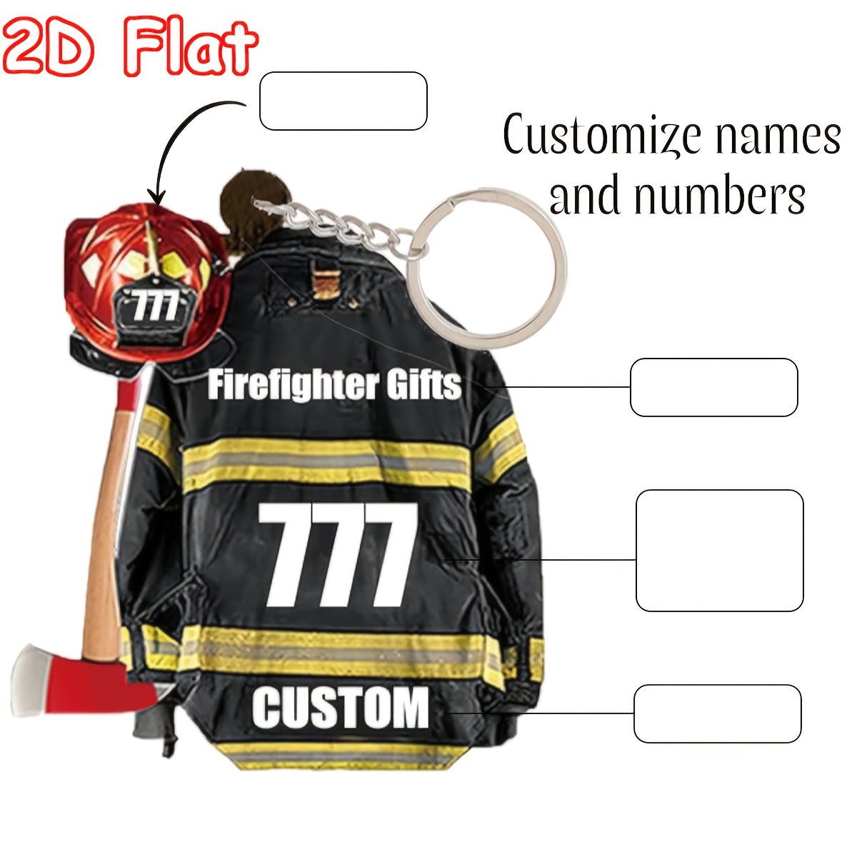 TEMU 2D Plat - Gepersonaliseerde Cadeaus Ontworpen voor Brandweermannen in 2D Plat Stijl, Memorabilia, Gepersonaliseerde Cadeaus Voorbereid voor