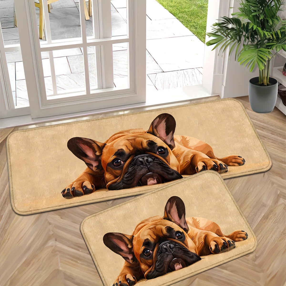

Tapis de Porte Charmant Bouledogue Français - Antidérapant, Lavable en Machine, Tapis d'Entrée pour Cuisine, Salle de Bain & Buanderie