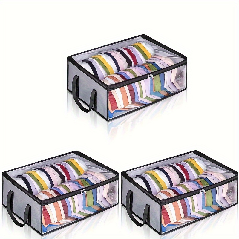 TEMU 3pcs Wide Hat Storage For Baseball Caps Organizer With 2 Sturdy Handles Hat Racks To 40 Hats Foldable For , Under-bed Storage