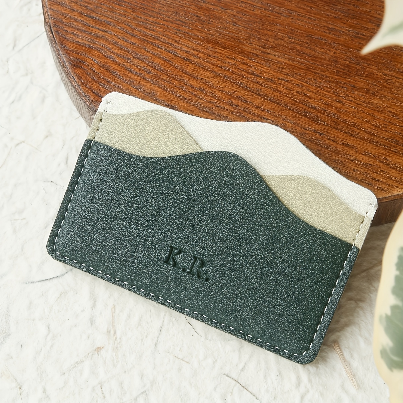 TEMU 1 porte-cartes personnalisé, combinaison de lettres personnalisée, des pics naturels et des , portefeuille à carte de crédit mince, organisateur