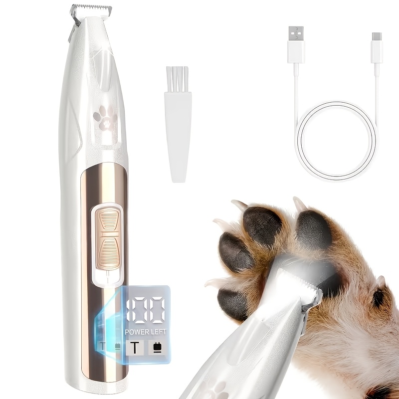 TEMU Dog Paw Hair Trimmer, Paw Clipper For Dense Curly Dogs, With Lcd Display, Usb Rechargeable, , Pet Grooming Electric Clipper, Hair Trimmer,