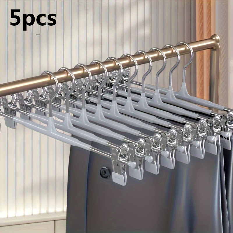 TEMU Set da 5 ganci per grucce per pantaloni/gonne/giacche, robusti, antiscivolo, salvaspazio, per pantaloni/calzini/gonne/giacche
