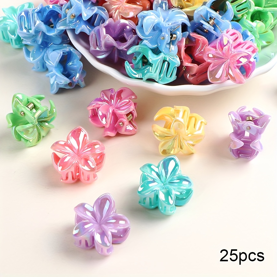 25pcs Sweet And Cute Fluorescent Egg Flower Mini Clips, Hairpins For Adorable, Floral Hair Additions