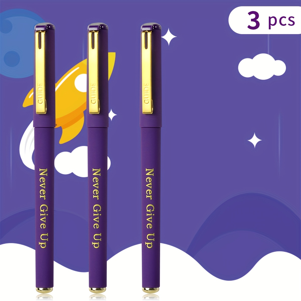 E-shop WQN 3er-Set 0.7mm Lila Unterschriftsstift Lila Tinte Schreiben Glatt und Langlebig Schnelltrocknender Wasserbasierte Stift Geschäftskonferenz