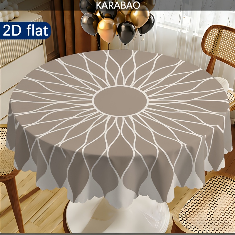 TEMU 1pc Elegant Round Scalloped Lace Tablecloth, A Must-have For Home Decor! This Scalloped Lace Design Tablecloth Perfectly Your Dining Table And