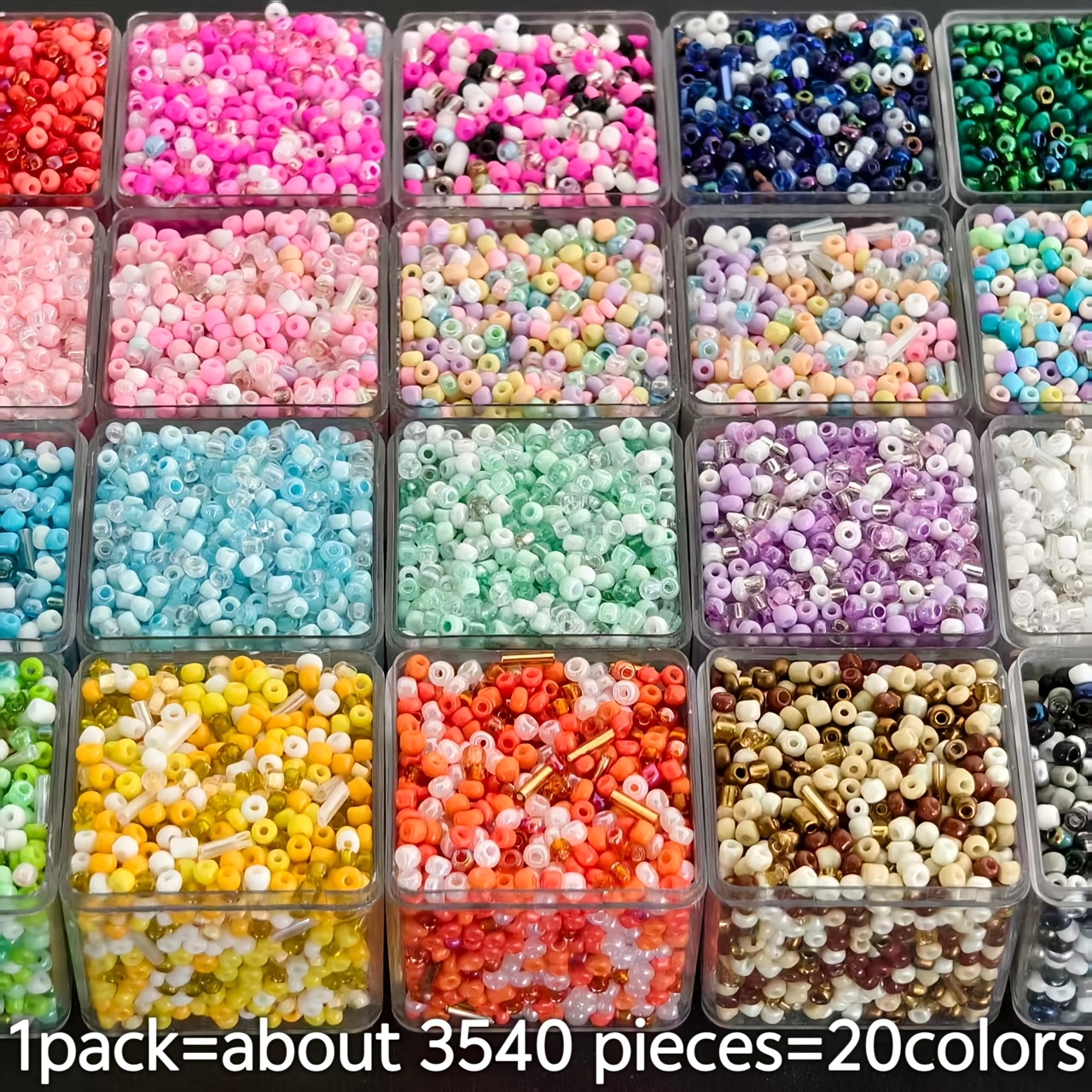 TEMU Ensemble de perles en verre 20 couleurs 3-6 mm, 3540 pièces - Idéal pour le bricolage fait main, innombrables possibilités de design, convient