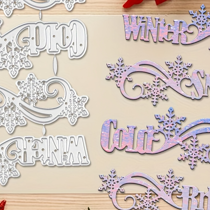 

1pc Winter Art Word Elements Metal Cutting Dies For Diy Scrapbook Album Card Diary Hand Account winter Theme Embossing Cutting Dies Decoration