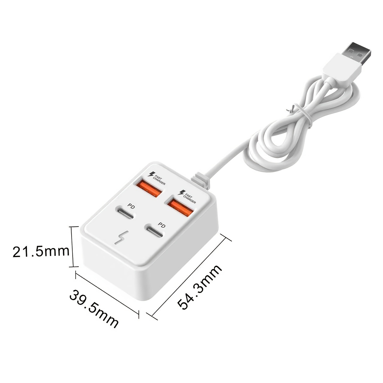 4-Port USB Fast Charging Station with Type-C and USB-A Ports