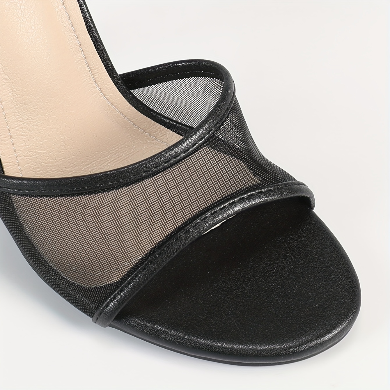 sandalias sexys malla negra correa en tobillo mujer punta Temu Spain