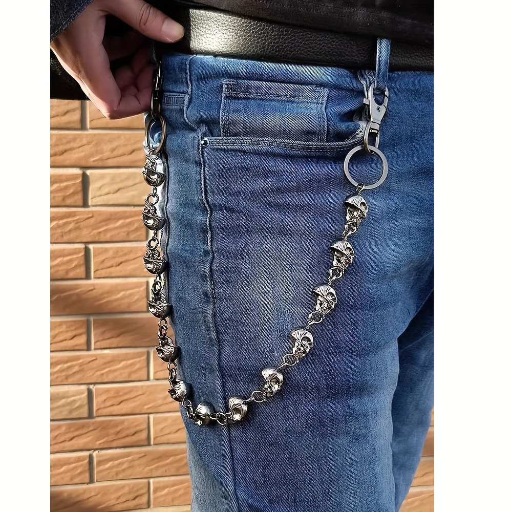 

Gothic Punk Men's Belt Keychain Retro Skull Metal Hip Hop Rock Jeans Keychain Men's Motorcycle Riding Wallet Keychain