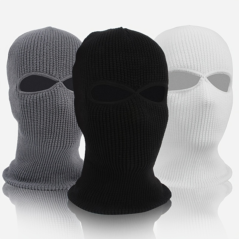 

1pc Cozy Knit Balaclava Ski Mask - Dual-hole, & Warm For Outdoor Sports, Hand Washable Polyester ,,