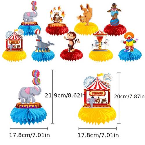 9pcs circus carnival honeycomb centerpieces circus theme party table decorations birthday festival event dessert for christmas halloween