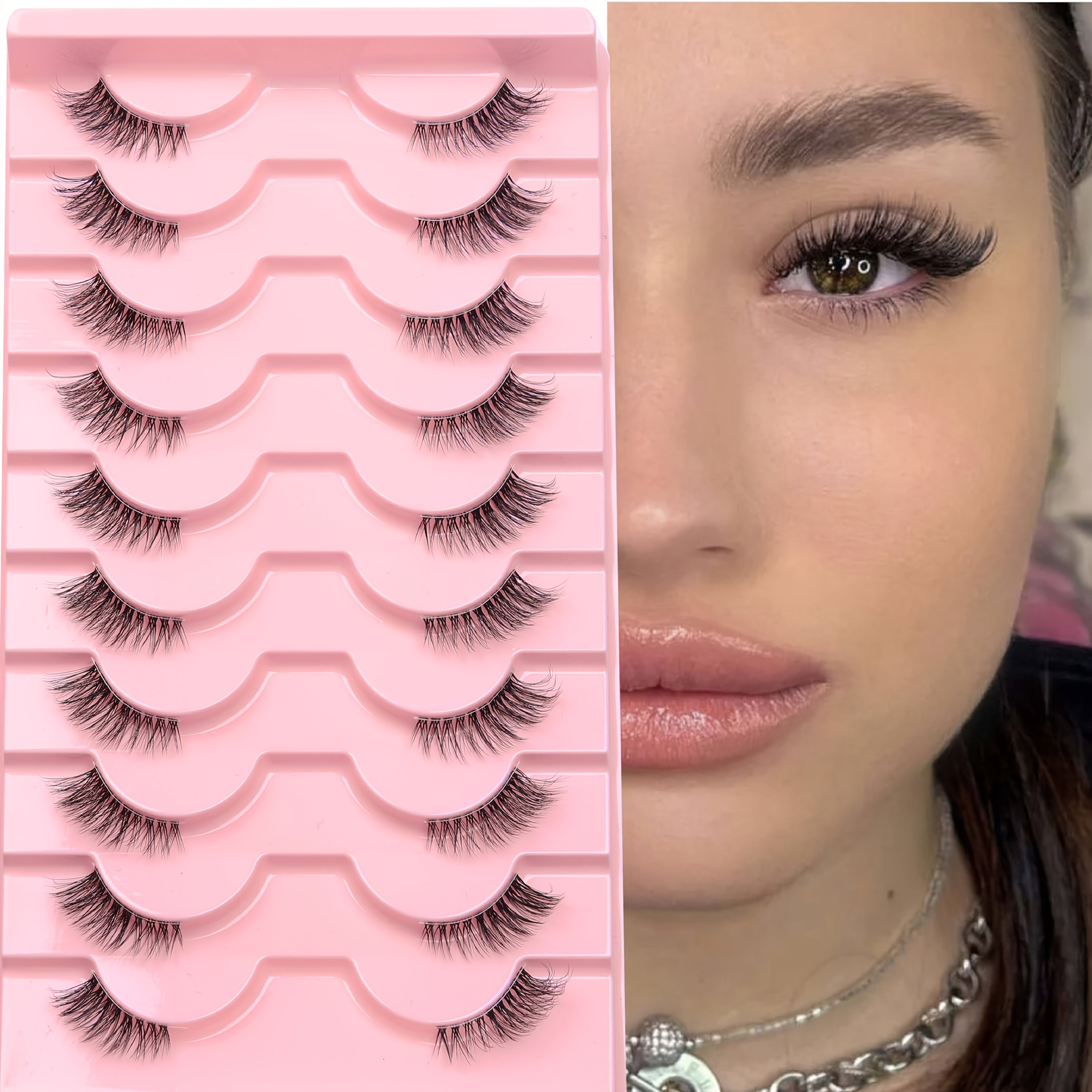 10 Pairs Of Half-eye False Eyelashes, Shape, Natural And Beautiful, Soft And Light, Transparent Stems, Easy To , -friendly, Very Suitable For Dating, Parties, And More Attractive .