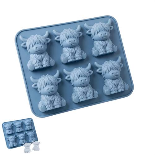 mini highland cow mold 3d cute silicone ice tray for whiskey cocktails coffee reusable cow shaped ice mold for drinks parties bars birthdays and gifts suitable for chocolate candies etc 1pc