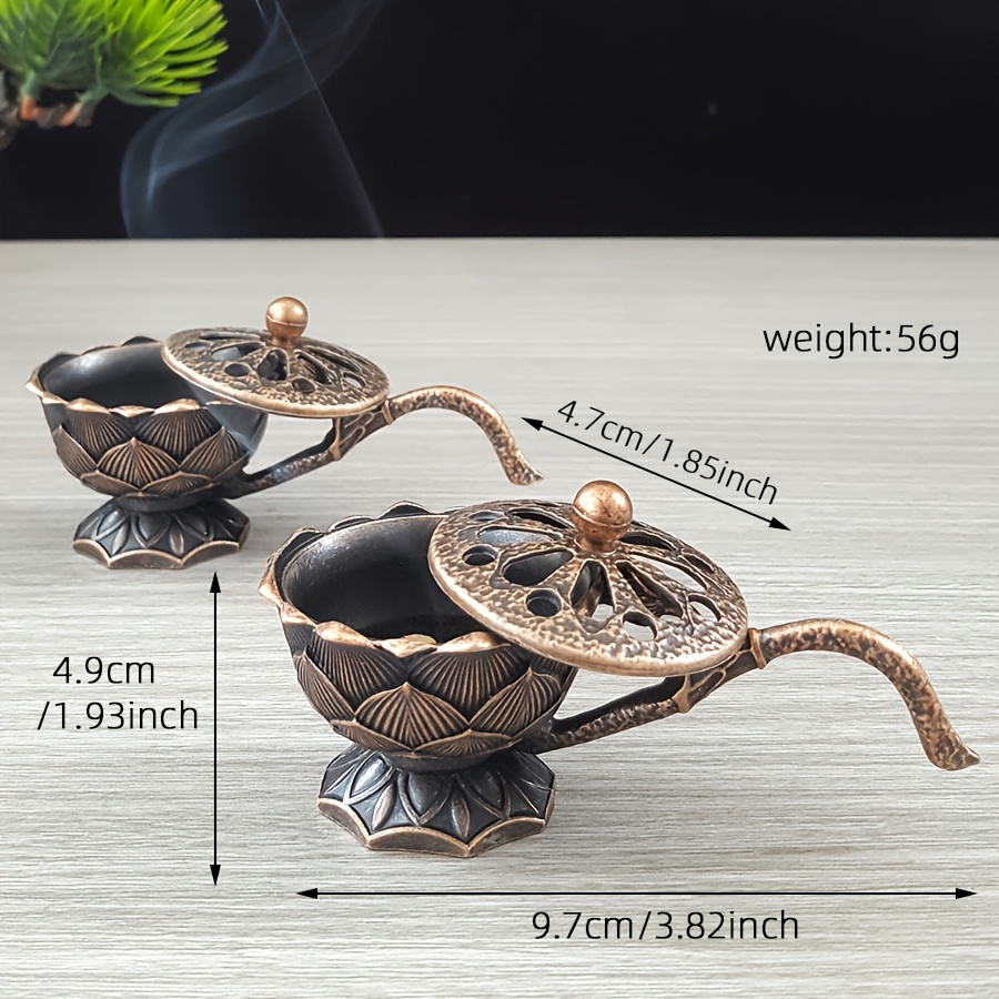 TEMU 2pcs For Lotus Incense Holder Set, For Lotus Pattern Hollow-out Incense Holder Lid, And Tea Ceremony Decoration, Used During Yoga, Meditation,
