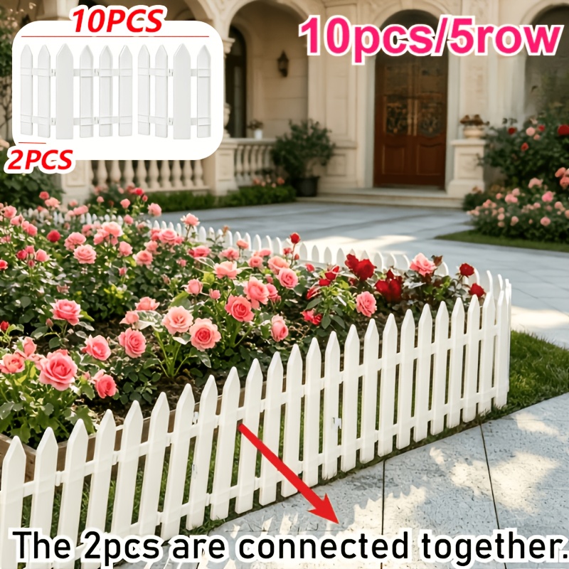 2 5d 2 5d 2 5d 10pcs 5   heavy duty white plastic garden fence panels easy to clean suitable for play areas vegetable gardens christmas decorations and holiday decorations decorative fence
