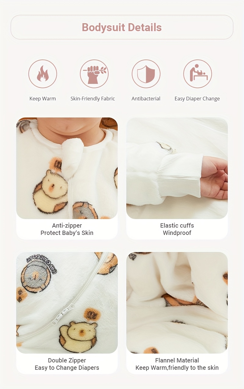   cozy flannel   sleeping bag animal print zip closure machine washable   spring autumn   details 1