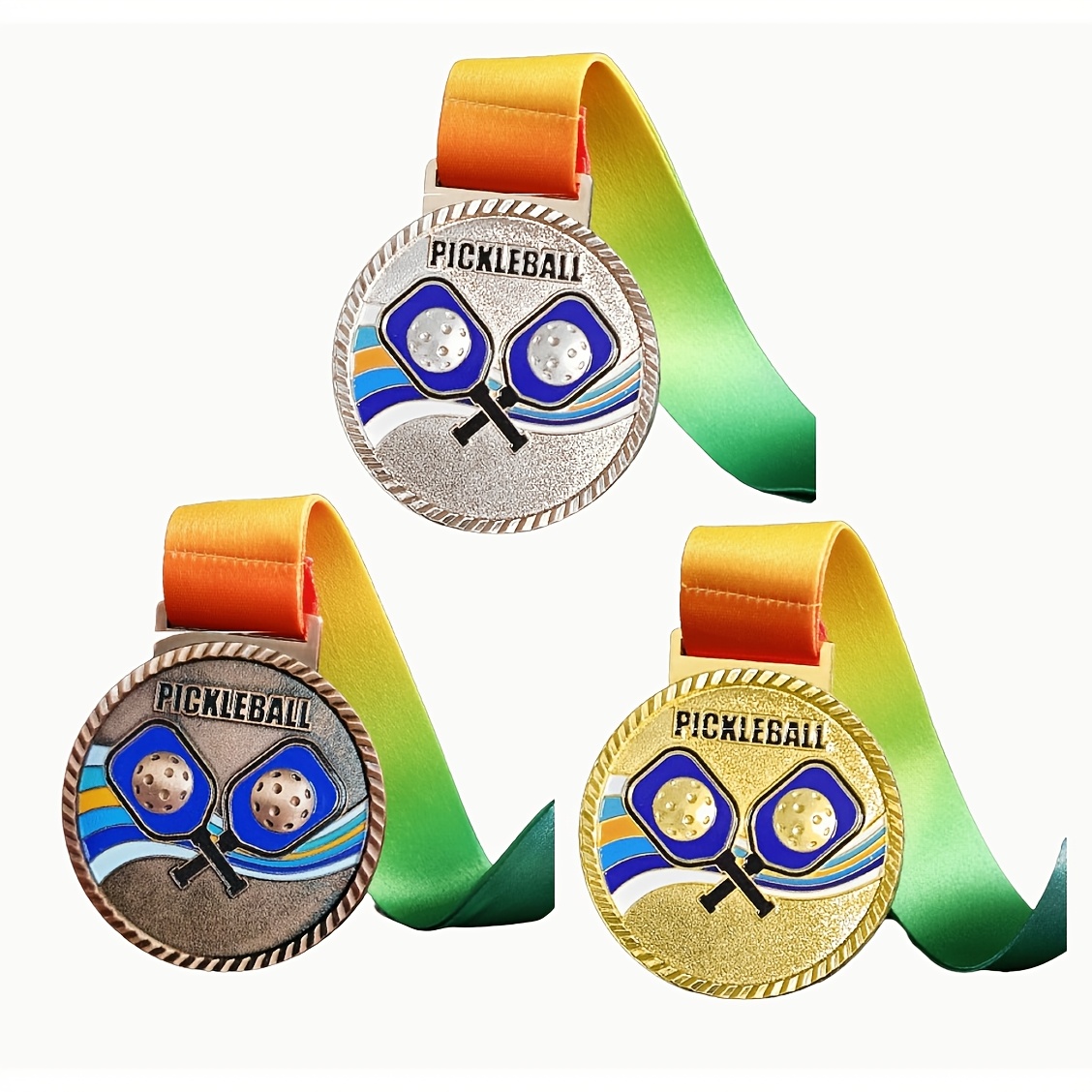 TEMU 3 Médailles de Pickleball, Dorées/Argentées/Bronzées, Médailles de Vainqueur de , Fabriquées en Alliage de Durable, Adaptées aux Championnats de