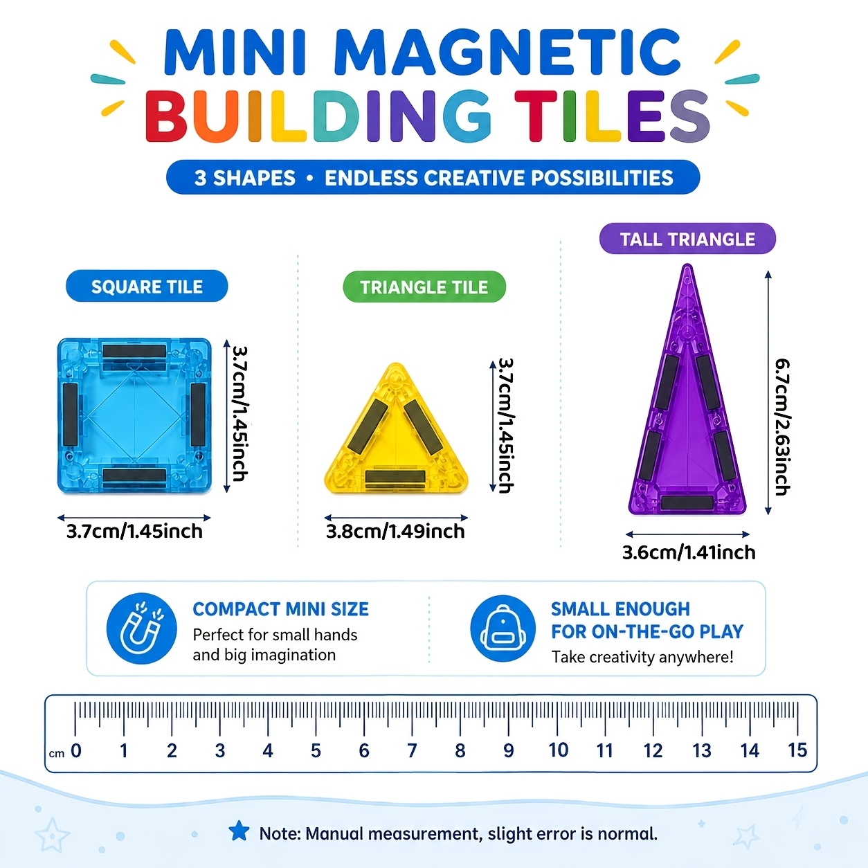 30pcs Colorful Magnetic Building Tiles, Educational Gift for Children