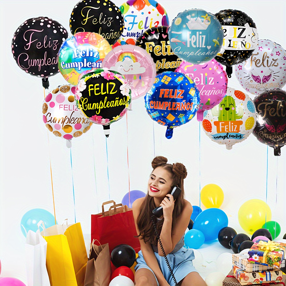 

10pcs, Assorted Feliz Cumpleaños Balloons, 18-inch Spanish Happy Birthday Party Decorations, Balloons For Photo Props & Celebrations