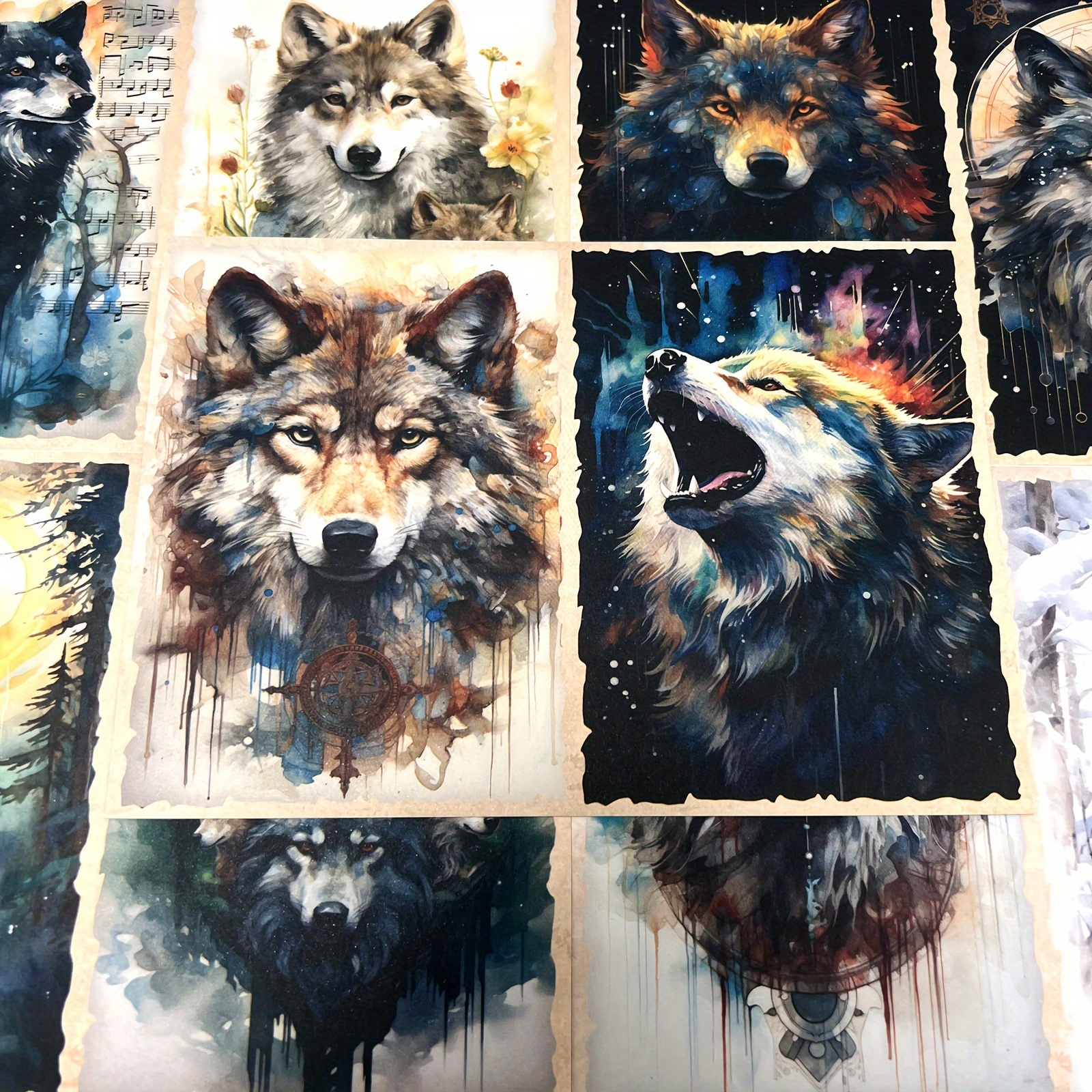 

Vigus9 Sheets Of Wolf's Wild Description Garbage Diary Magazine A5 Size Handicraft Paper