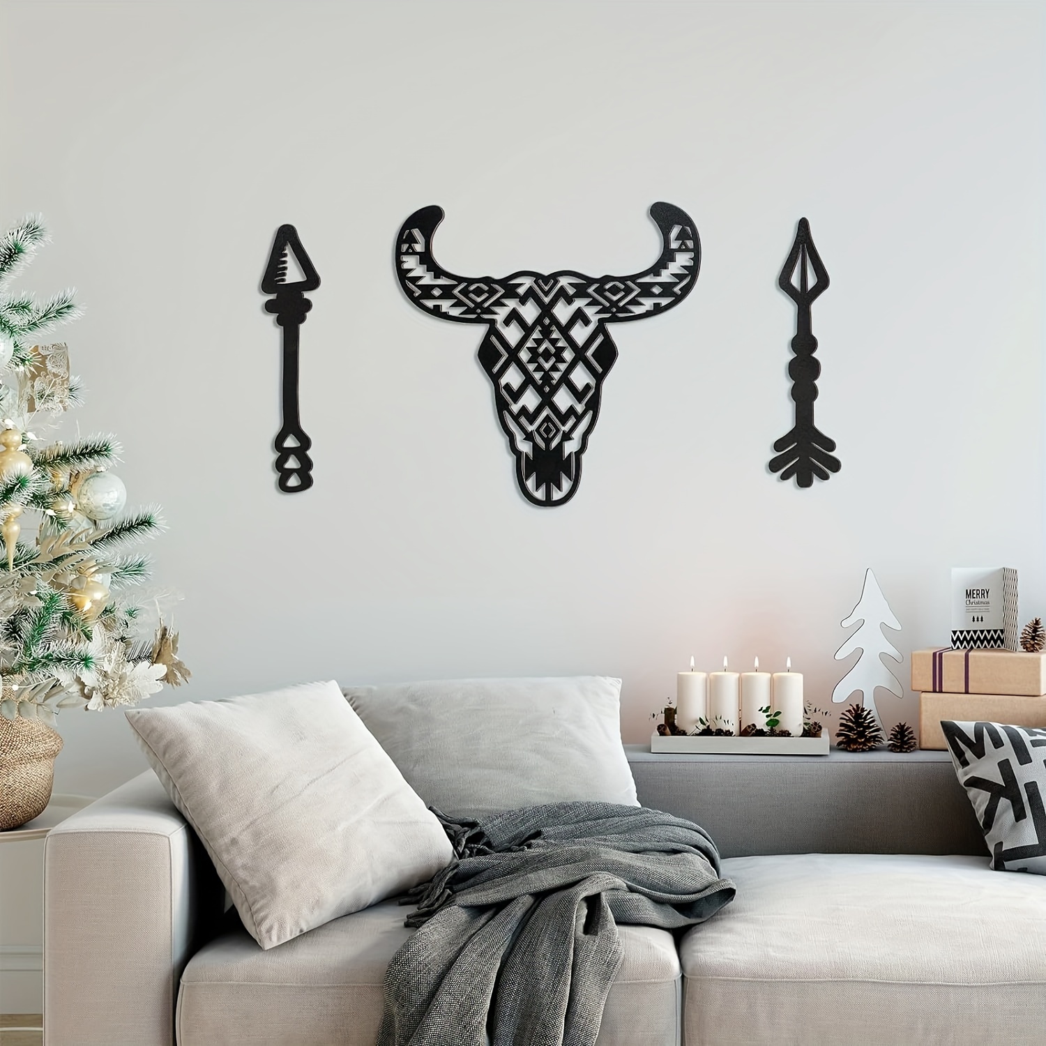 

1pc Rustic Wooden Cow And Arrows Wall Art Decor Set, Bull Sign & Arrows, Farmhouse 3d Holiday Wall Decor For Home & Room Display