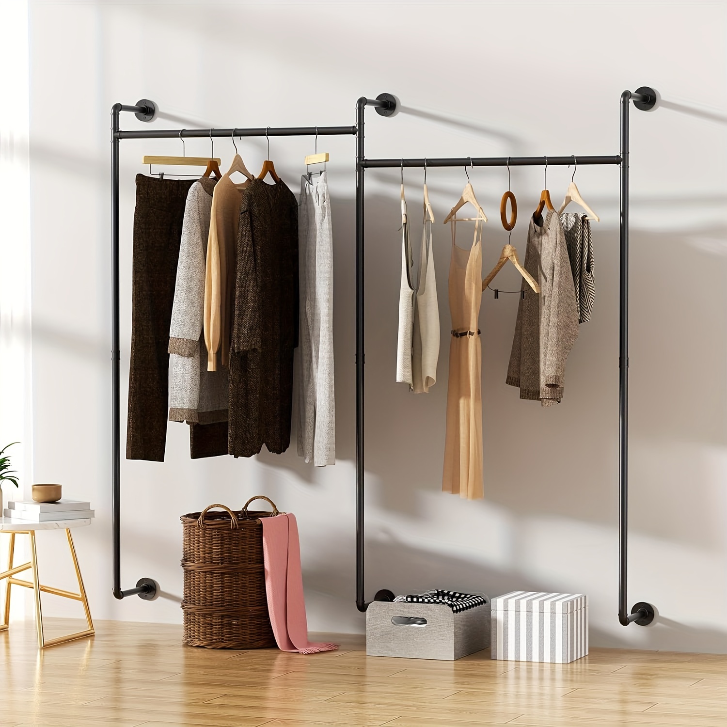 Mounted Clothes Rack Walk In Wardrobe Rails Industrial Pipe