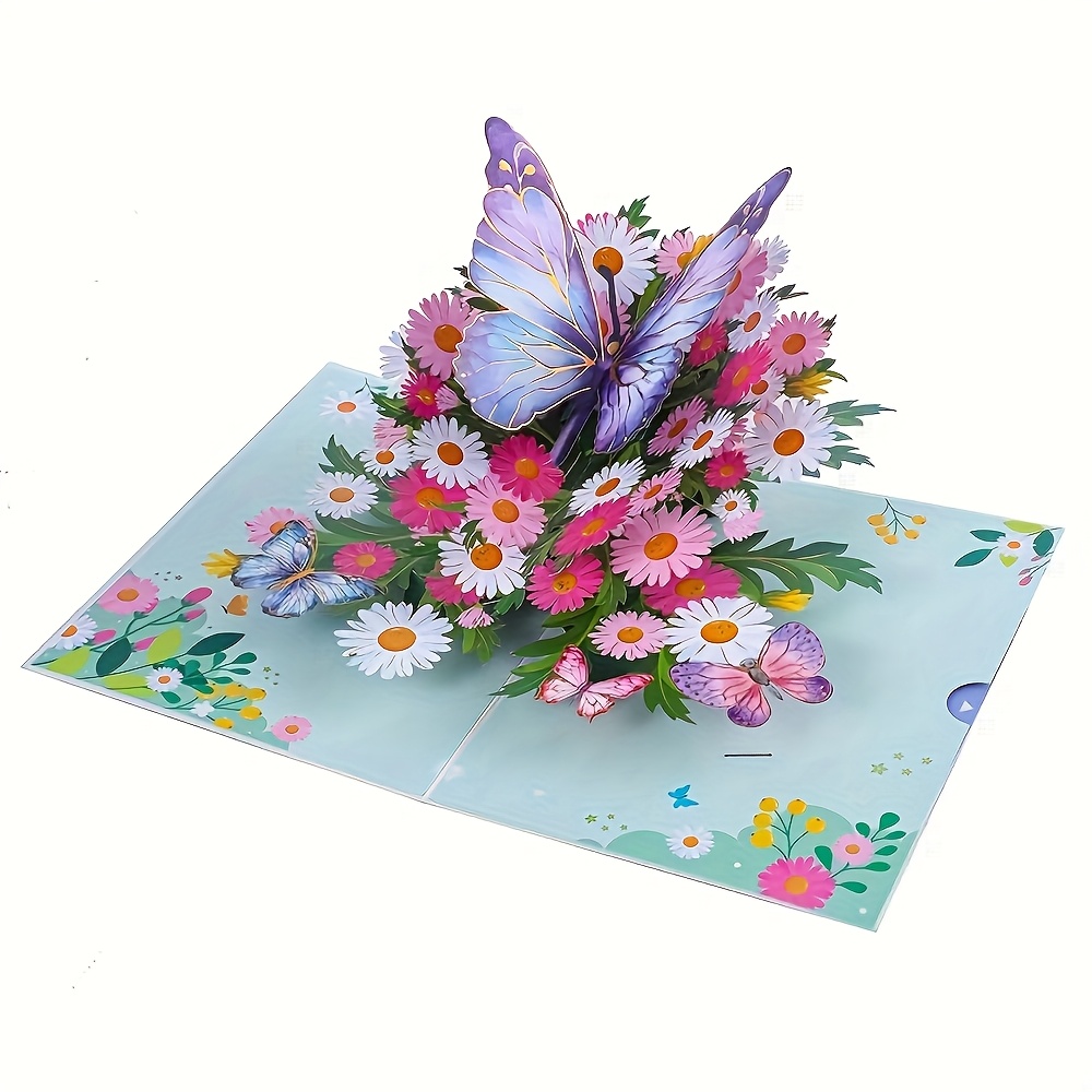 

1pc 3d Pop-up Flower Greeting Card - Multilingual Personalized Celebration Card For Wedding, Engagement, Valentine's Day, Birthday, Anniversary - Ideal For Teacher Appreciation, Thanksgiving, Day