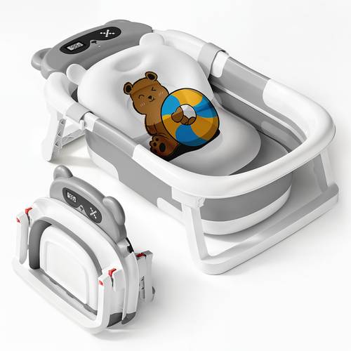 baby bathtub collapsible bathtub for newborn to toddler durable essential infant bath tub portable travel baby tub with soft cushion no slip hanging and detachable