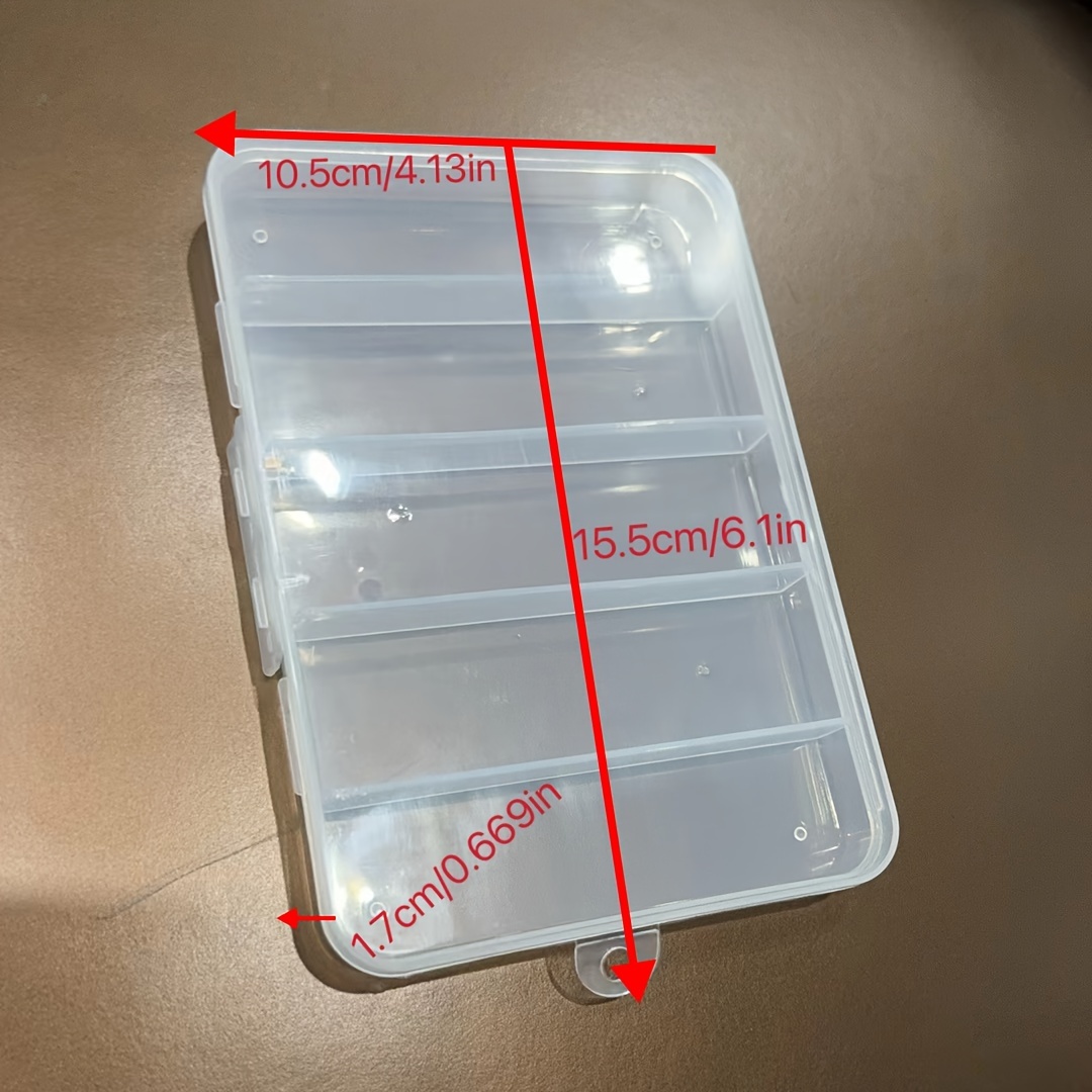 1pc Transparent PP Plastic Box, 5-compartment Storage Box, Fishing Tackle  Box