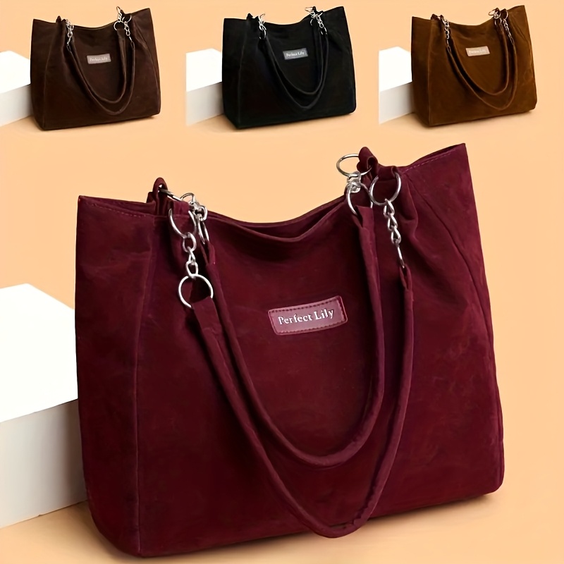Silver)Trendige übergroße Tasche für Damen mit weichem PU-Material und