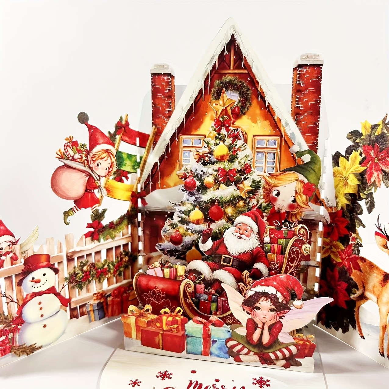 TEMU Christmas Pop-up Greeting Card, Designed With Santa Claus And - " Gifts" Theme, Includes Envelope - Suitable For , Festive Greeting Card |