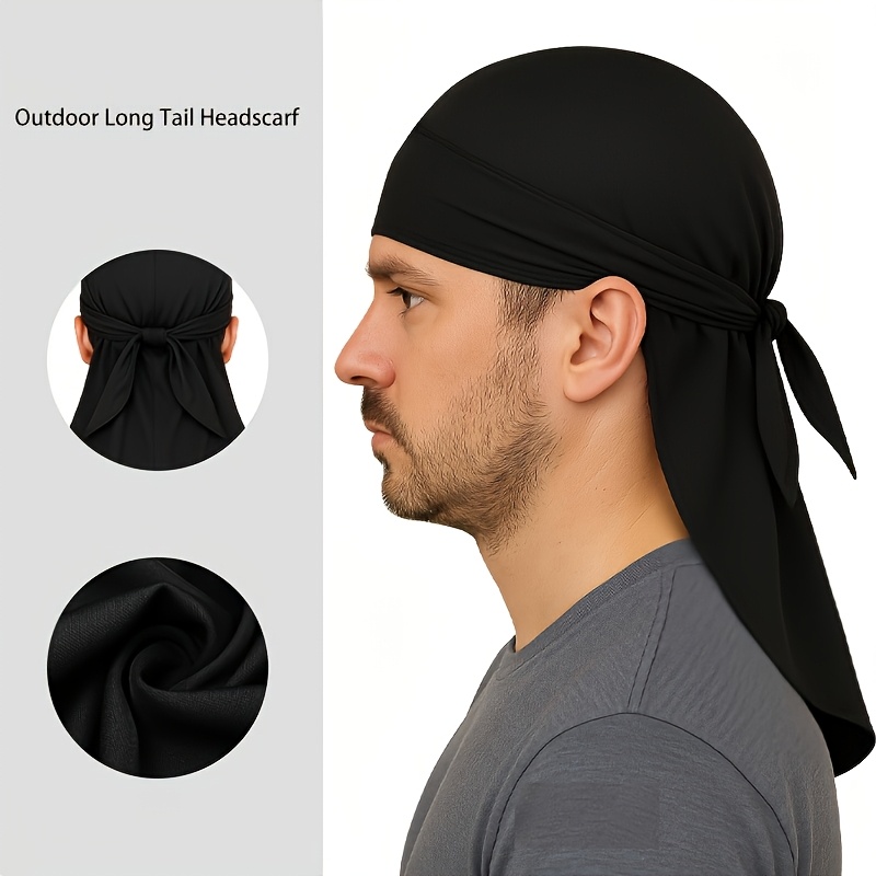 TEMU 1pc Summer Riding Brimless Hat, Pirate Hat Solid Cool Head Wrap, Extended Back Of Neck, Ice Cool Comfortable Fashion, Very Suitable For Summer