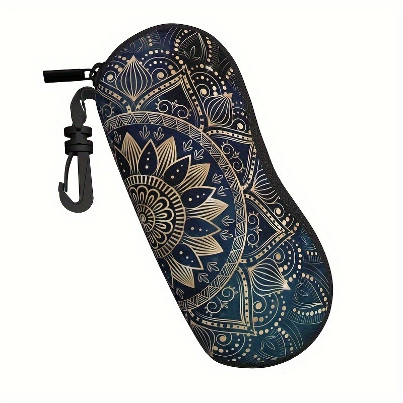 

Chic Golden Mandala & Blue For Galaxy Printed Glasses Case - Soft, Fashionable Eyeglasses Pouch With Zipper For Men And Women